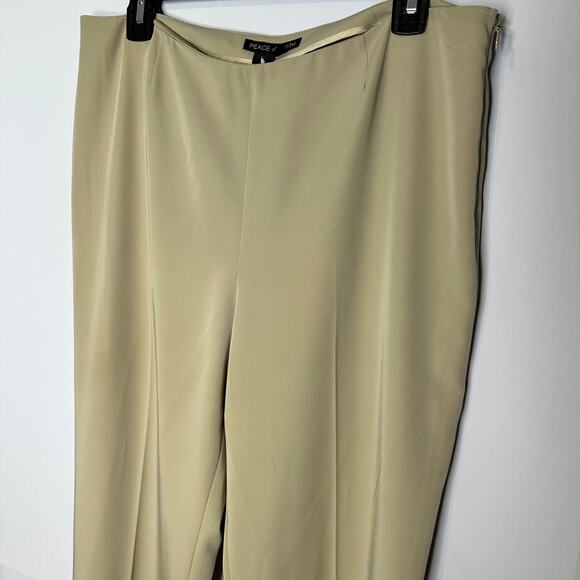 Peace of Cloth Light Khaki Tan High Rise Straight USA Flowy Dress Pants 12 - Picture 2 of 7